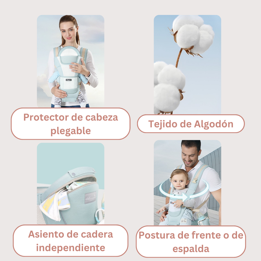 Portabebé 5 en 1 de Algodón con Asiento de Cadera